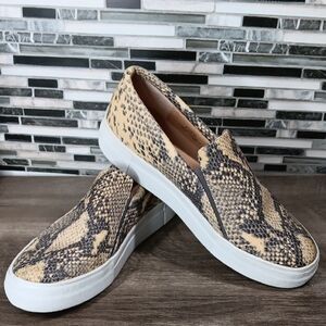Vince Camuto Tan and Black Snake Print Loafers